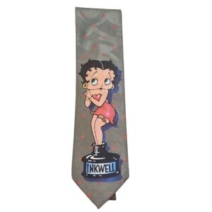Ralph Marlin - BETTY BOOP Gray Tie with Red Heart Pattern